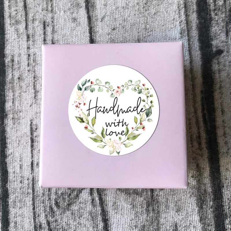 Mr.Mug Greenery Handmade Labels, 1.4 In Round, 500 Adhesive Labels per Roll, Handmade Packaging - Image 3